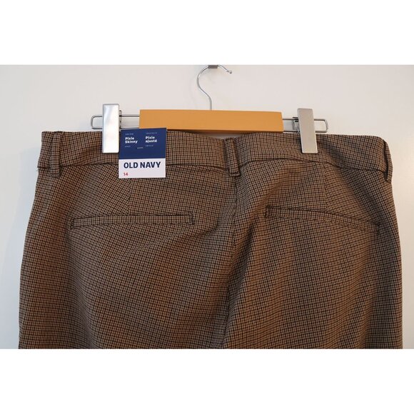 Old Navy Skinny Pixie Ankle Pants 14 Brown Plaid - Picture 4 of 5